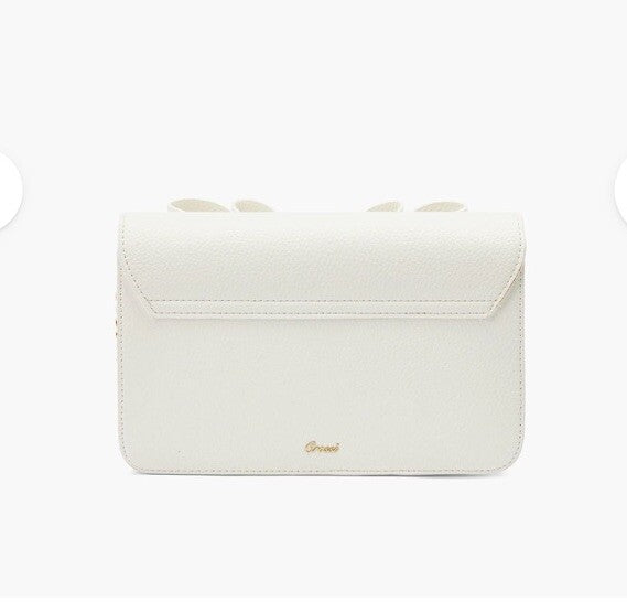 JANE OVERFLAP BOW CROSSBODY BAG WHITE