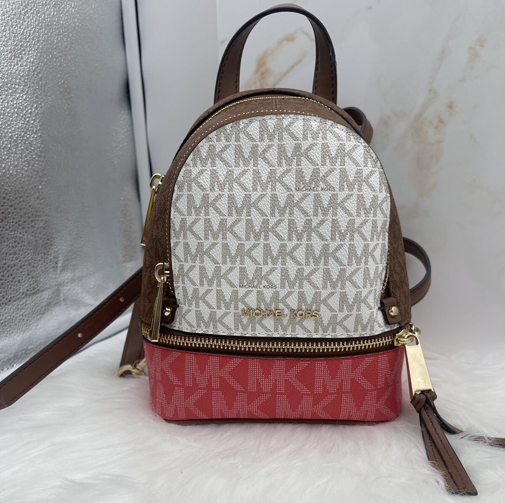 Michael Kors Logo Rhea Zip Extra Small Messenger Backpack 