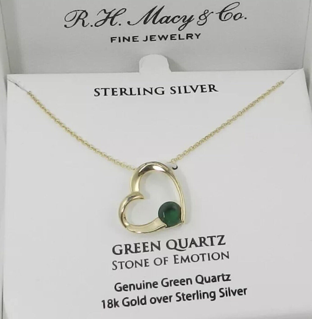 GREEN QUARTZ STONE OF EMOTION Genuine Green Quartz 18k Gold over Sterling Silver