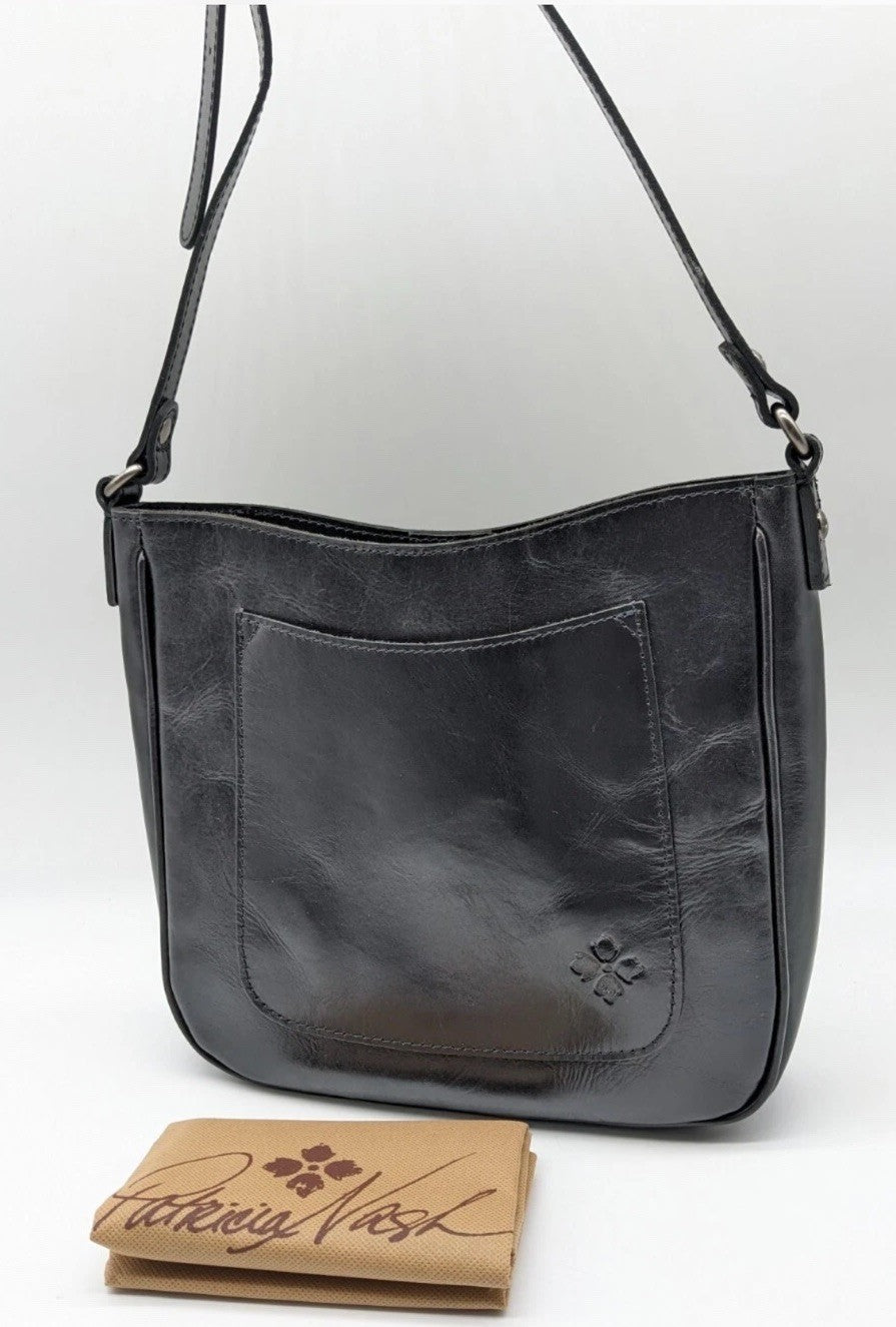 PATRICIA NASH Emeline vintage distressed leather crossbody + Dust bag Navy Blue