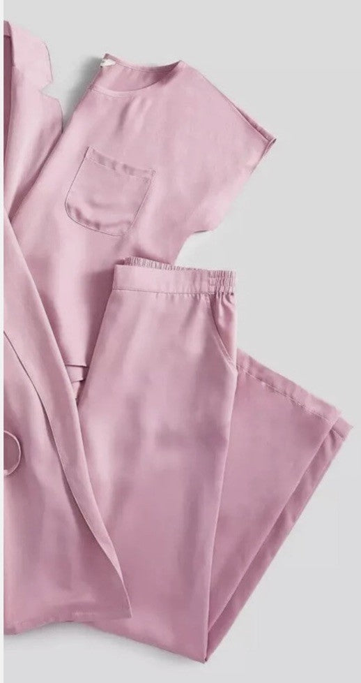 State of Day Women's 2-Pc Crepe De Chine Short-Sleeve Pajama Mauve Orchid XXL