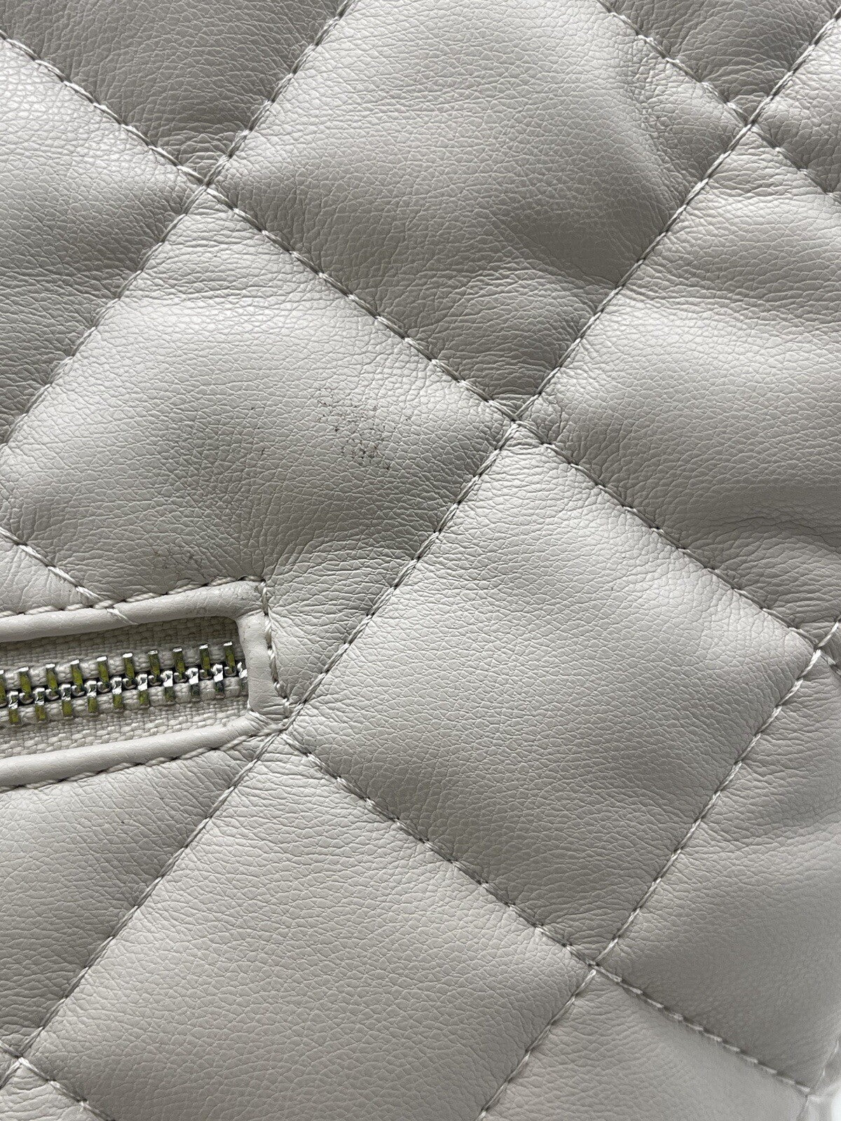 INC Andria quilted faux-leather women's XL tote bag - Bone/ White