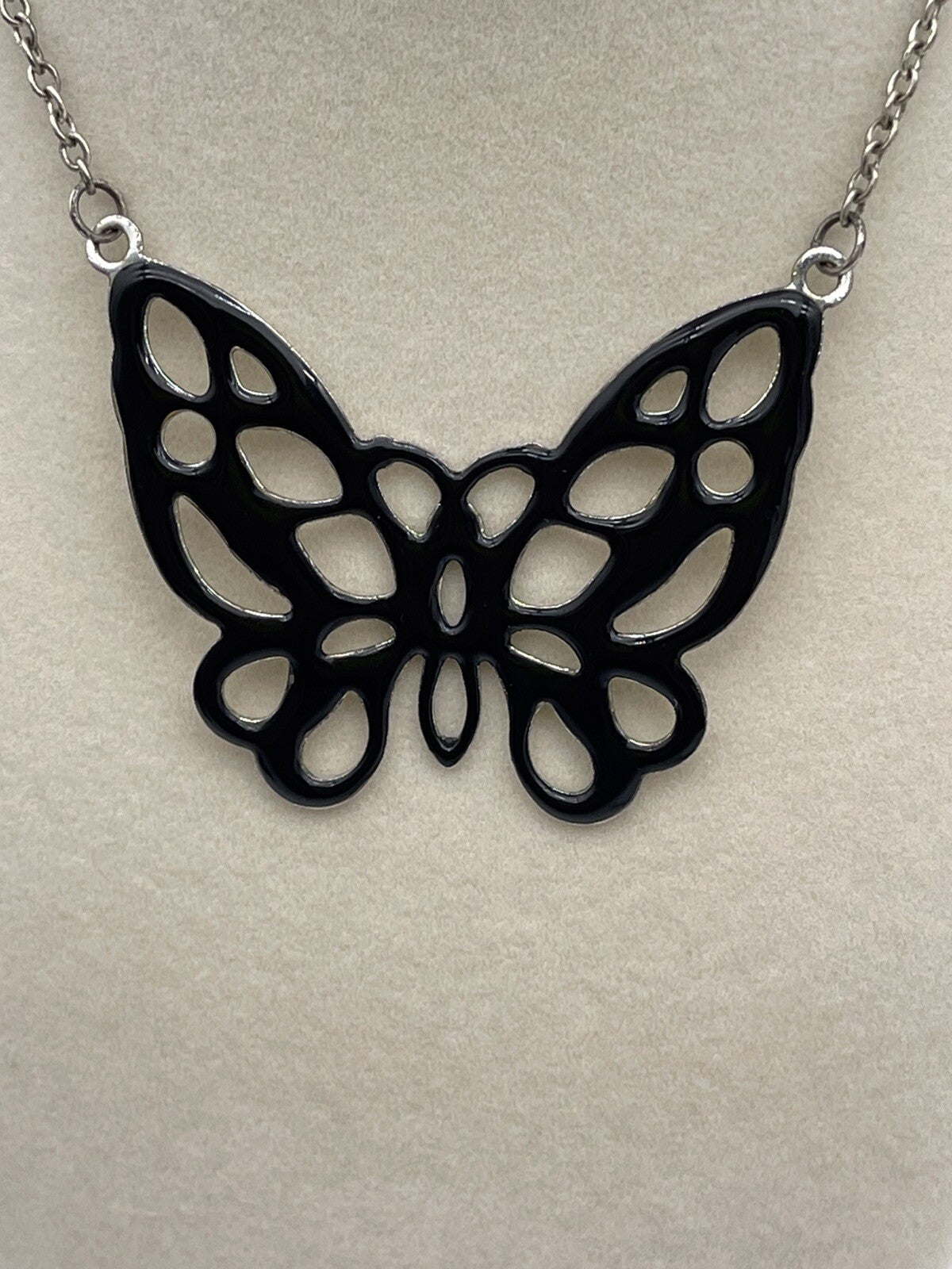 Giani Bernini 18k Gold Over Sterling Silver Black Butterfly Necklace