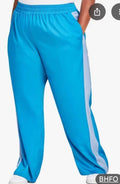Nina Parker Women's Blue Colorblock High-Rise Wide-Leg Jogger Pants Plus Size 3X
