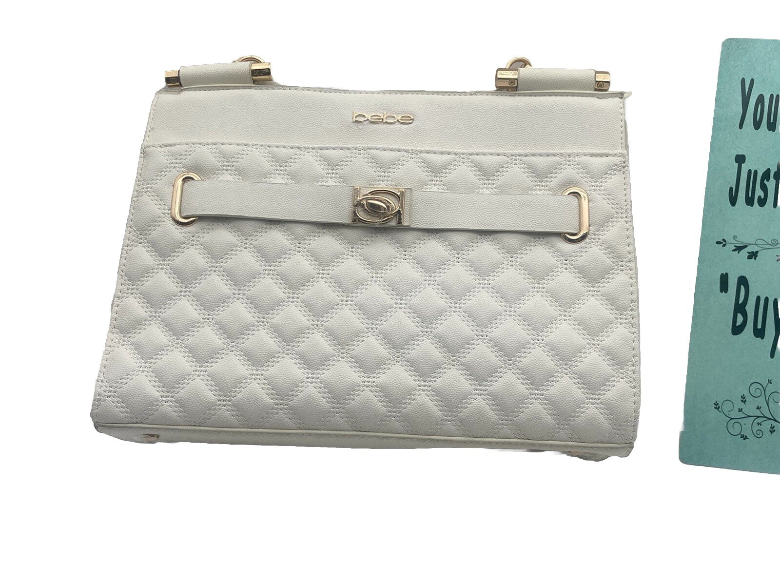 Bebe Alex Quilted Satchel Bag With Car Holder $129