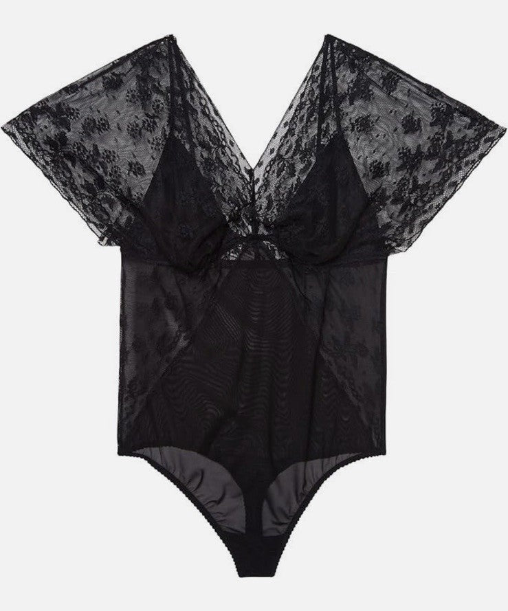 WACOAL Black Lifted In Luxury Lace Thong Bodysuit  Black L