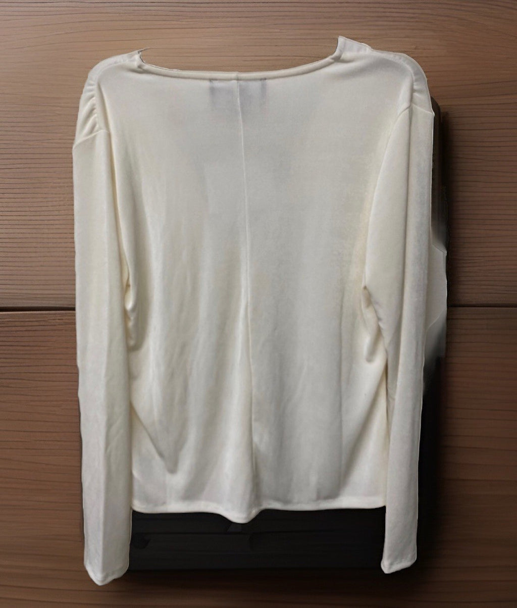 Nina Parker Trendy Plus Size V-Neck Long-Sleeve Top Color 103 Egret 1X
