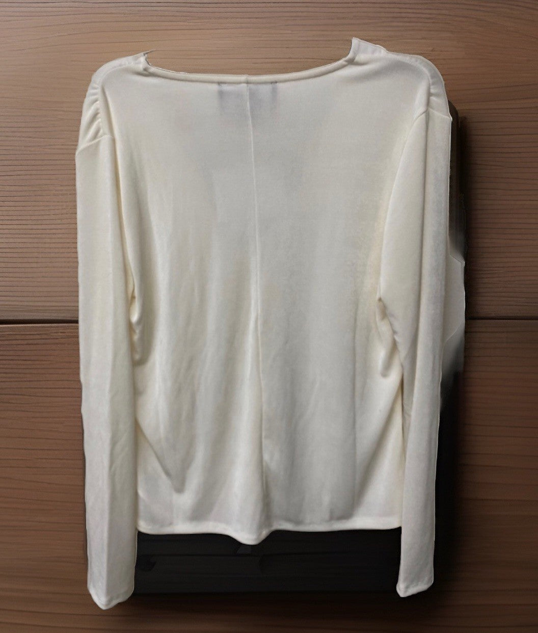 Nina Parker Trendy Plus Size V-Neck Long-Sleeve Top Color 103 Egret 1X