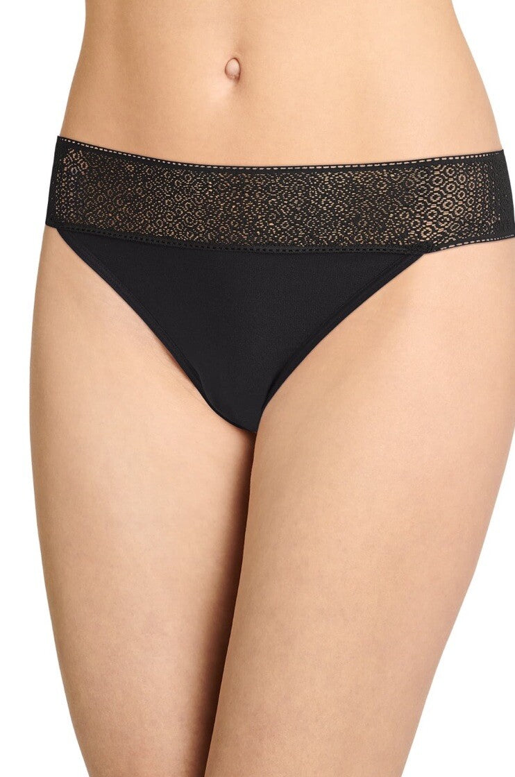 Jockey Soft Touch Lace Modal Thong Panty Black Sz.9/2XL