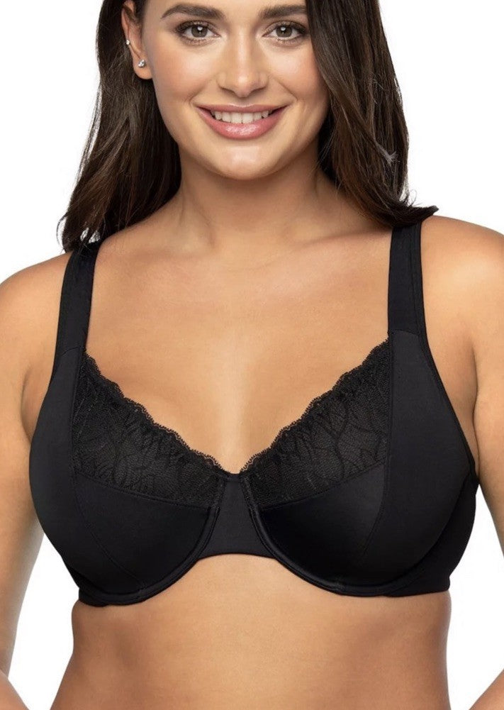 Vanity Fair Flattering Lace Full Figure Underwire Minimizer Black 42C