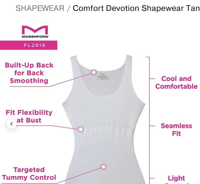 Maidenform Comfort Women’s Devotion Shapewear Tank Top #FL2018 Black Size S