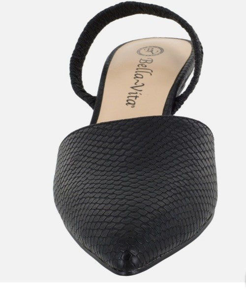 Bella Vita Womens Sarah Slingback Snake Print Pumps Sandals Black Size 11N