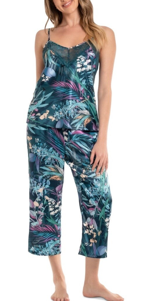 Linea Donatella Womens 2 Pc Botanical Pajama Pants Set Size L