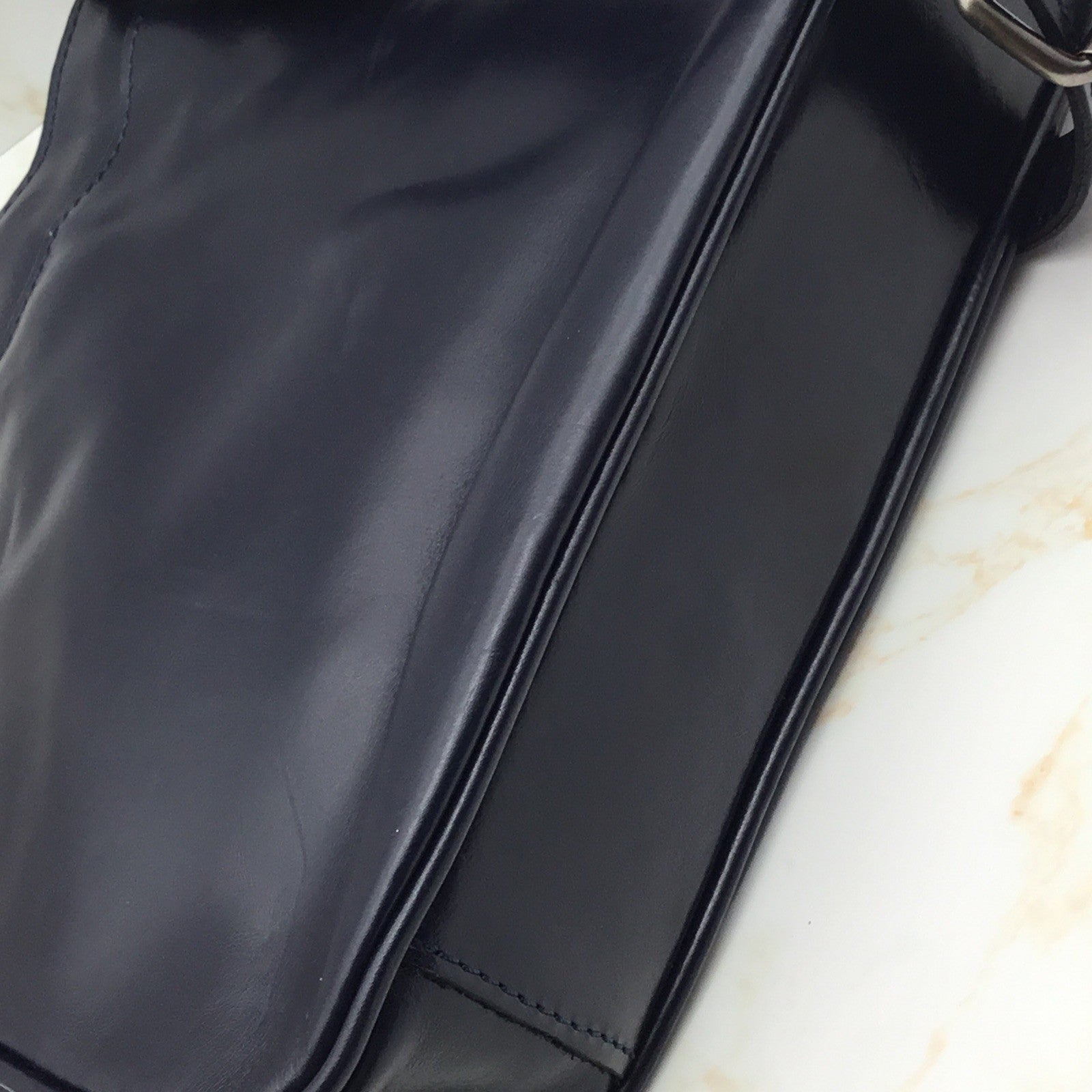 PATRICIA NASH Emeline vintage distressed leather crossbody + Dust bag Navy Blue