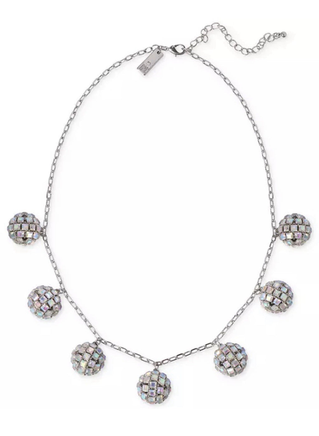 I.N.C. International Concepts Silver-Tone Crystal Disco Ball  Necklace 17”+3