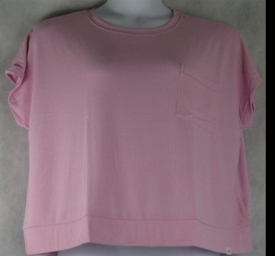 Gap GapBody Women's Ribbed Short-Sleeve Pajama Top - Butterfly Pink, SMALL