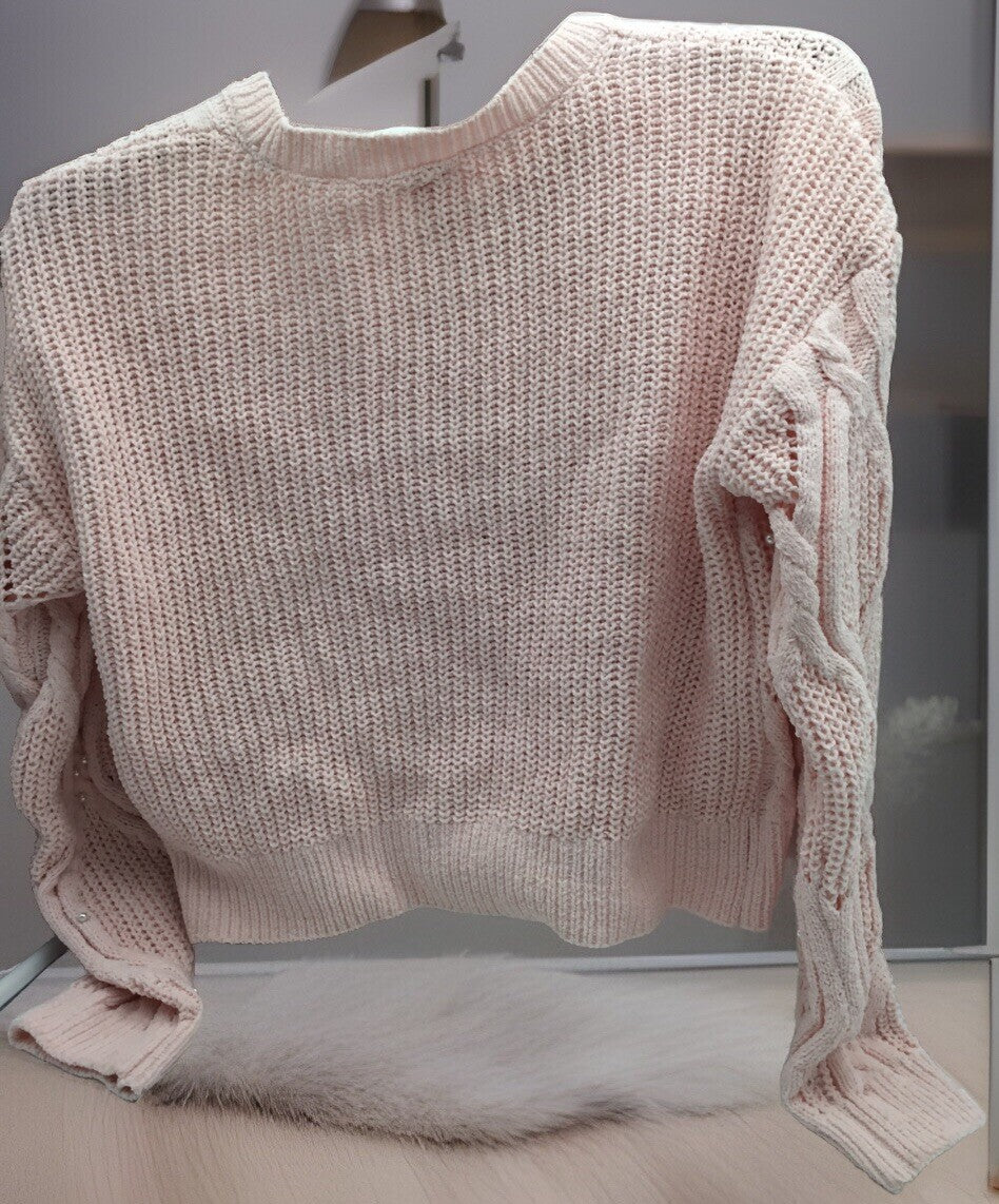 Planet heart Pullover Sweater Icy Pink Large 