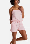 State of Day 2-Piece Linen/Rayon Blend Cami & Shorts Women's XXL Satin Pink