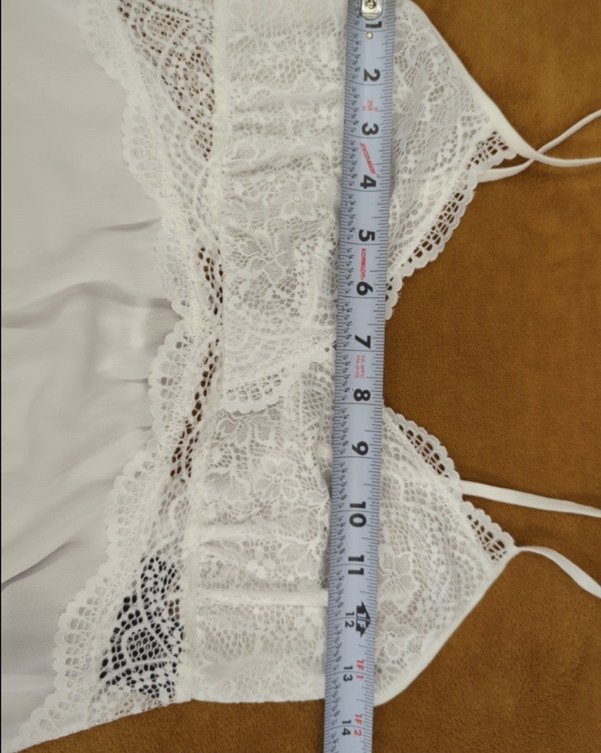 I.N.C. International Concepts Lace & Chiffon Nightgown, White, S