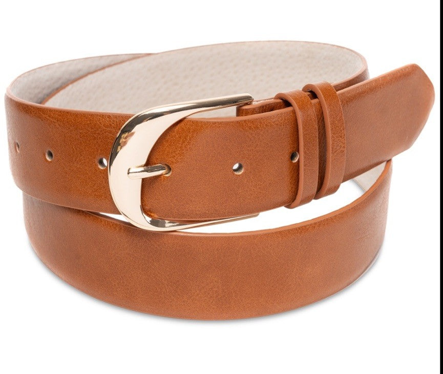 NWT On 34th Sculpted Buckle Panel Belt, Cognac Small