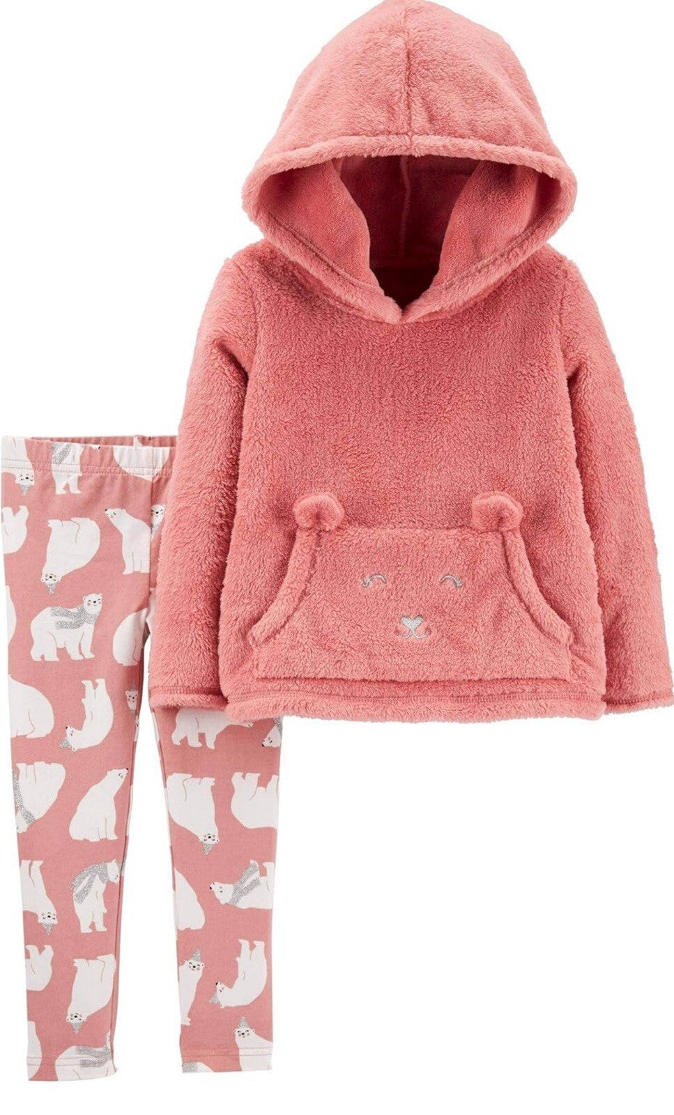Carter's Girls' 2-Piece Pullover & Legging Set (6- Months Pink/Polar Bear)