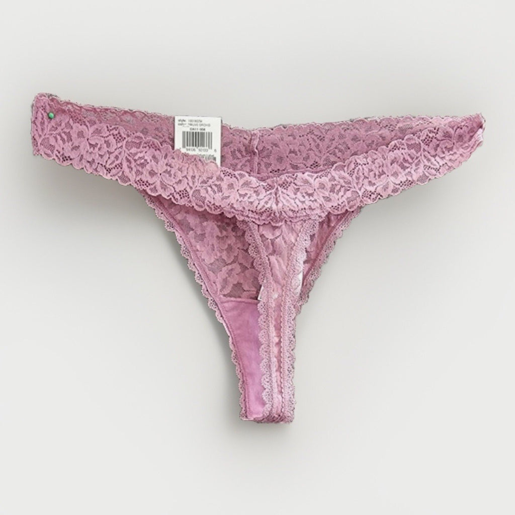 State of Day Women's Lace Thong Underwear Small Mauve Orchid 