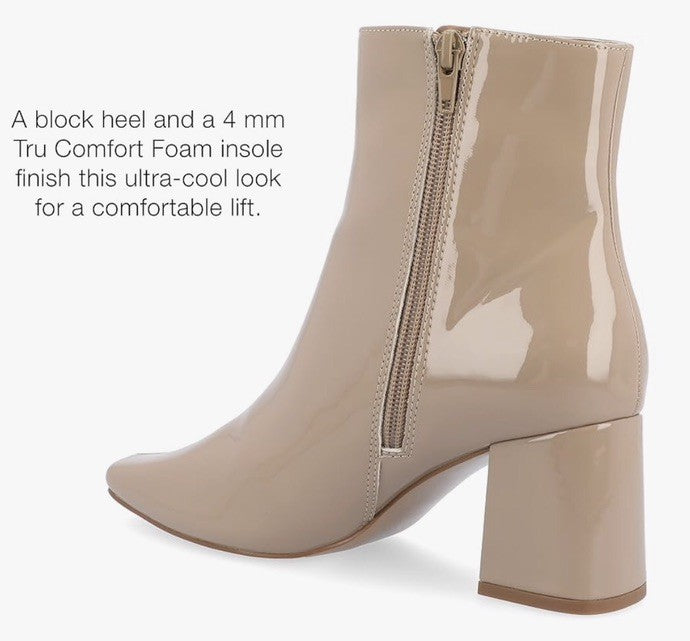 Journee Collection Women's Haylinn Block Heel Dress Booties Taupe Pu 9