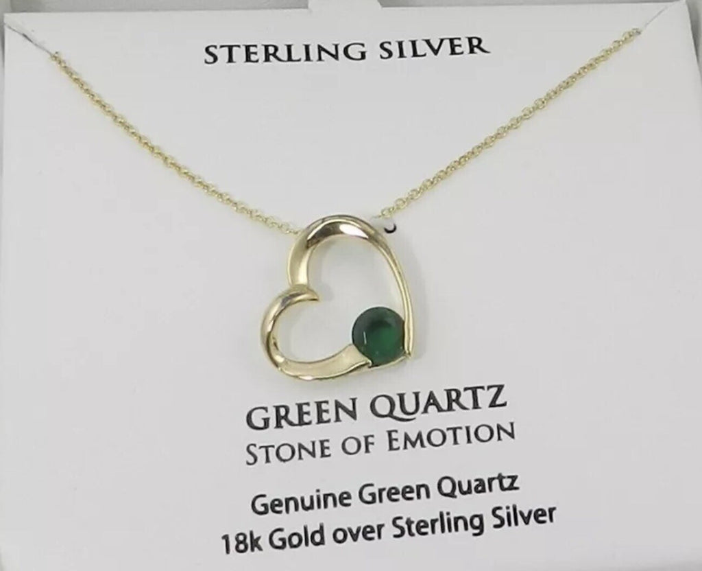 GREEN QUARTZ STONE OF EMOTION Genuine Green Quartz 18k Gold over Sterling Silver
