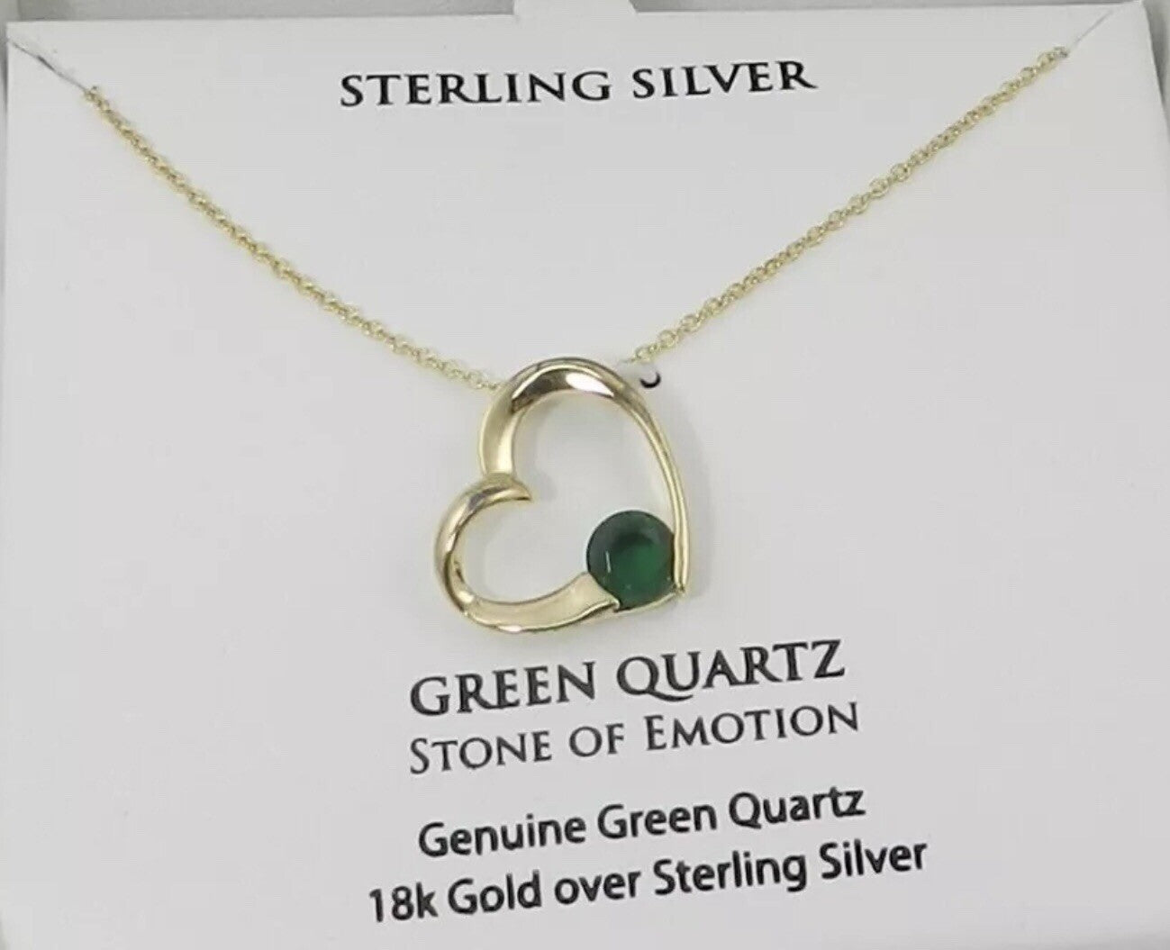 GREEN QUARTZ STONE OF EMOTION Genuine Green Quartz 18k Gold over Sterling Silver