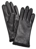 NWT Charter Club Black Leather Gloves Fur Lined Touchscreen Retail XL