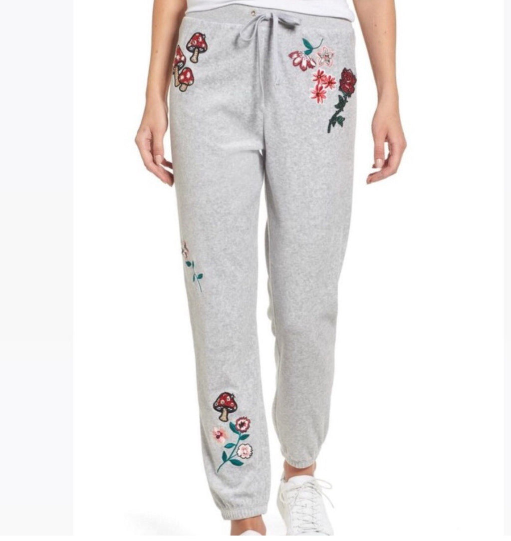 Women JUICY COUTURE Silver Lake Floral Velour Track Pant Size S