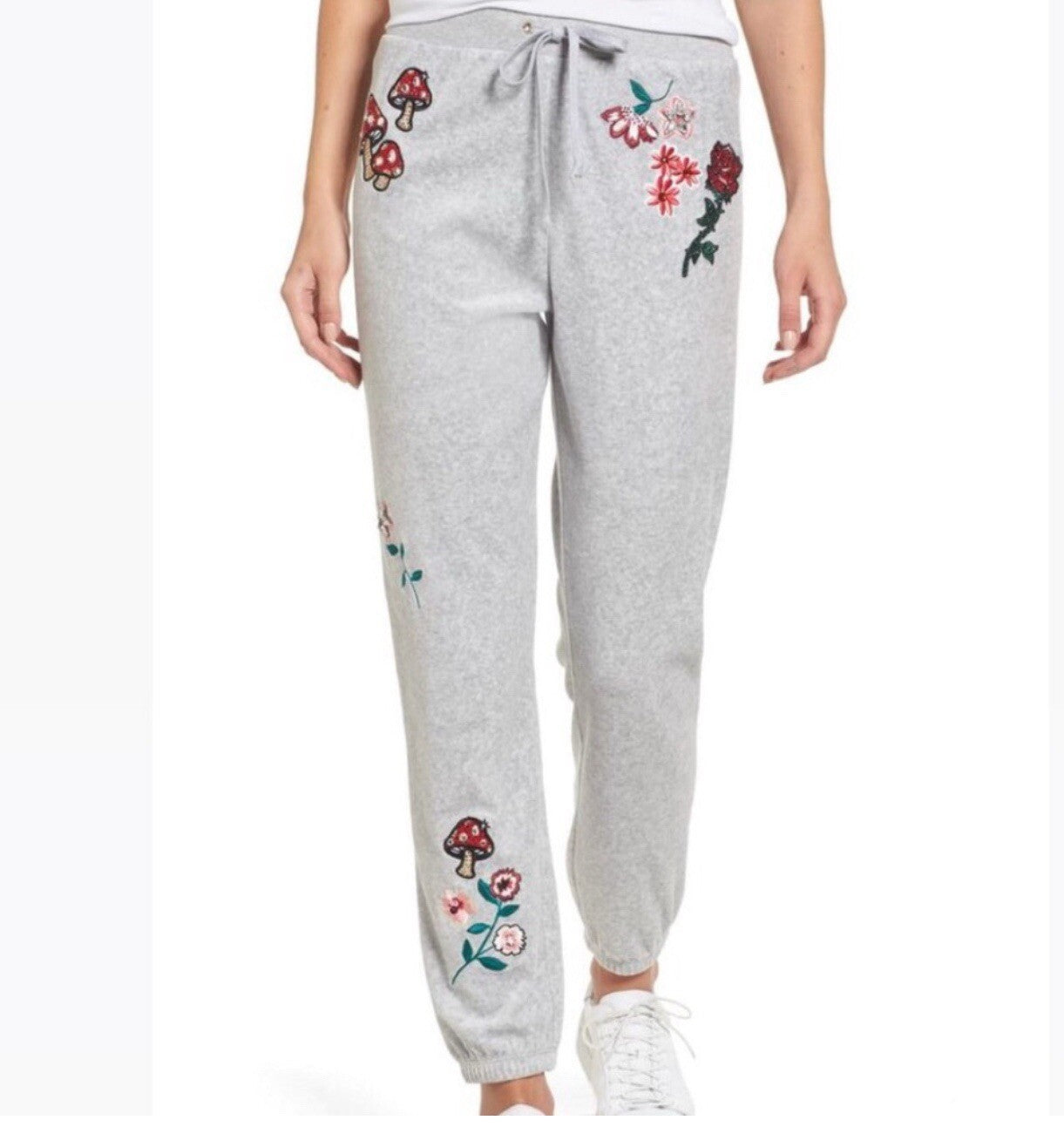 Women JUICY COUTURE Silver Lake Floral Velour Track Pant Size S