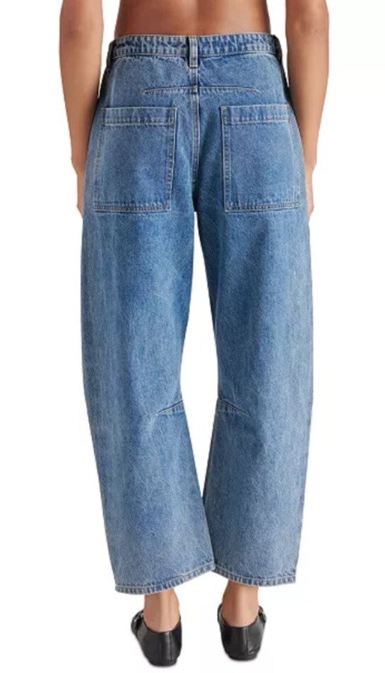 Steve Madden Women's Haniel High-Rise Barrel-Leg Jeans Small 