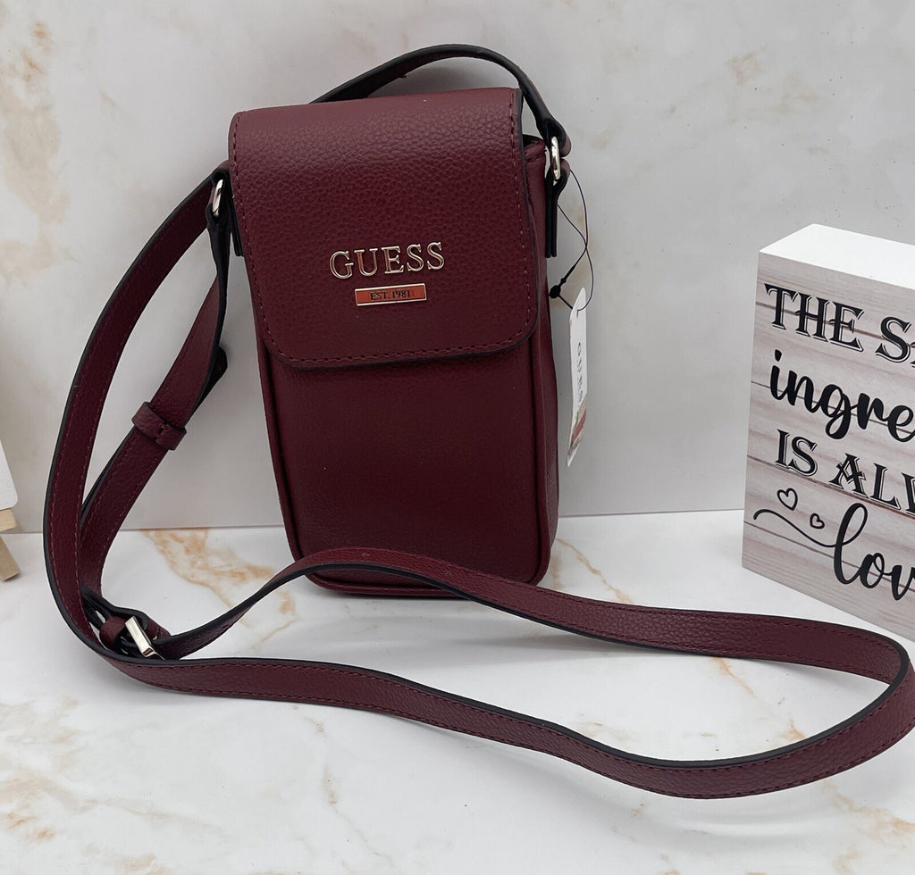 Guess Maxxe Chit Chat Phone Crossbody Burgundy 