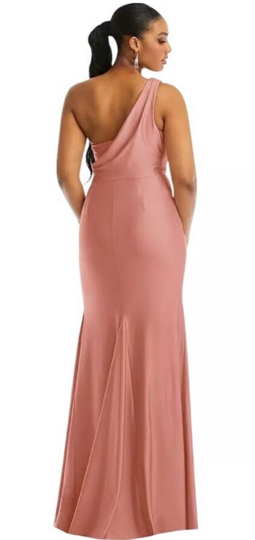 Cynthia & Sahar Women's One-Shoulder Asymmetrical Cowl Back L Pink