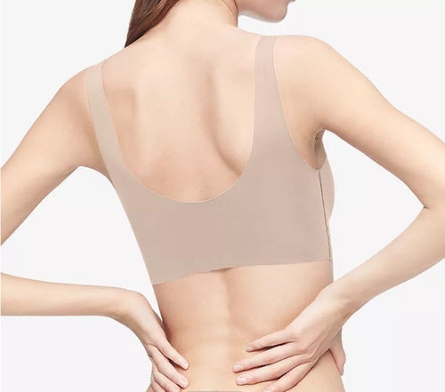 Calvin Klein Women's Invisibles Comfort Plunge Push-Up Bralette QF5785 XL Nude