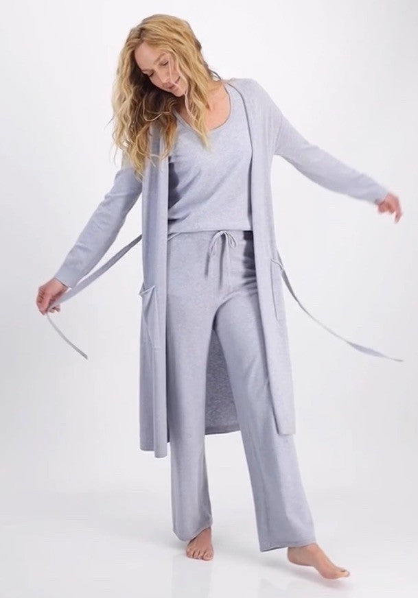 State of Day Women's Long Sweater Knit Layering Robe Grey XS