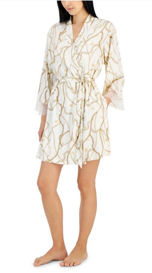 INC INTERNATIONAL CONCEPTS Lace-trim Stretch Satin Robe Celia Chain - XXL