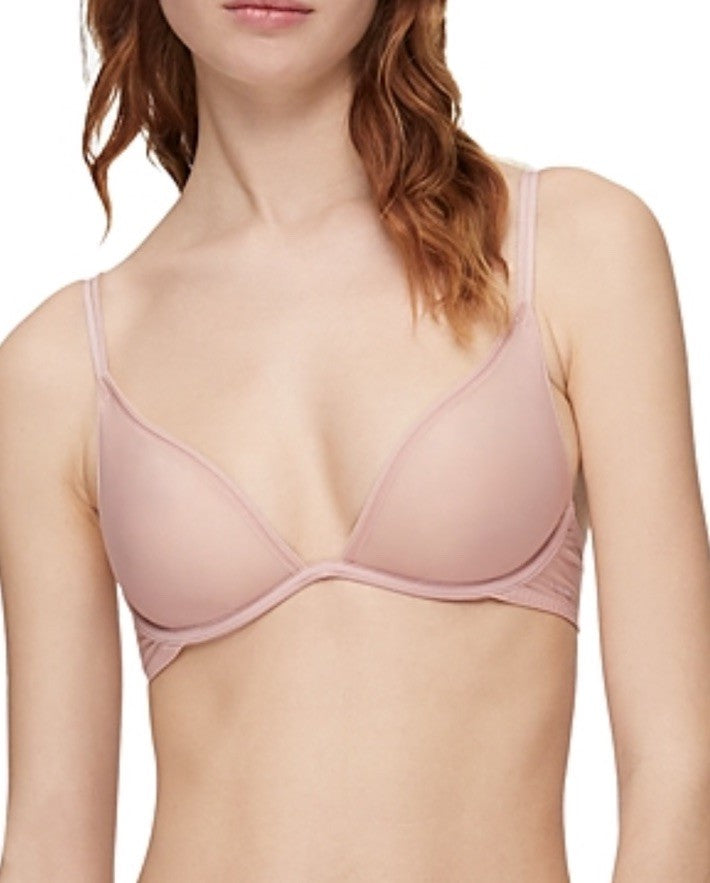 Calvin Klein Women's Sheer Marquisette Unlined Plunge 32D Tan