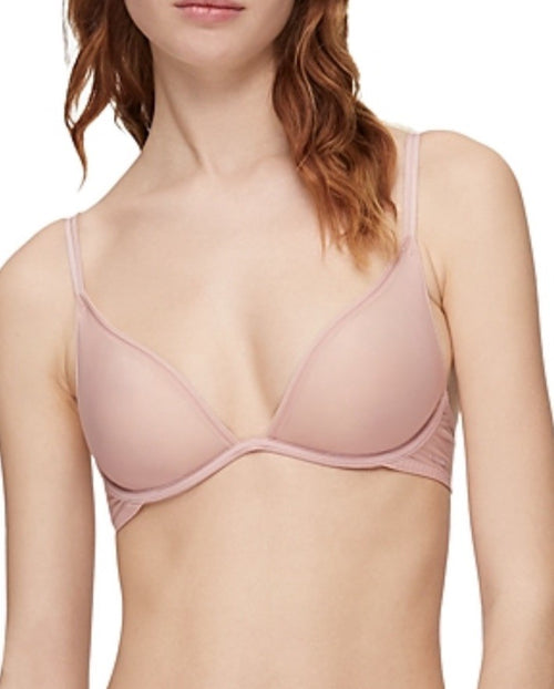 Calvin Klein Women's Sheer Marquisette Unlined Plunge 32D Tan