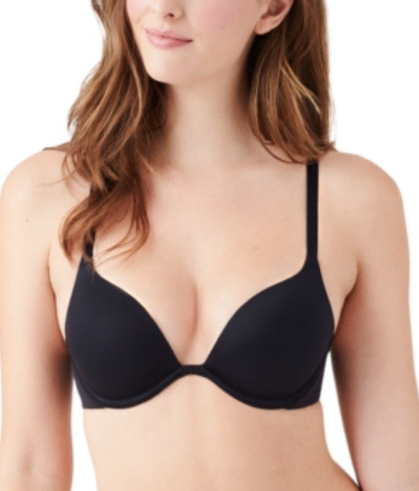 WACOAL BRA-SZ 32C-BLACK- UNDERWIRE-PUSH UP-LIGHT  PADDING-2 HOOKS-SMOOTH CUPS