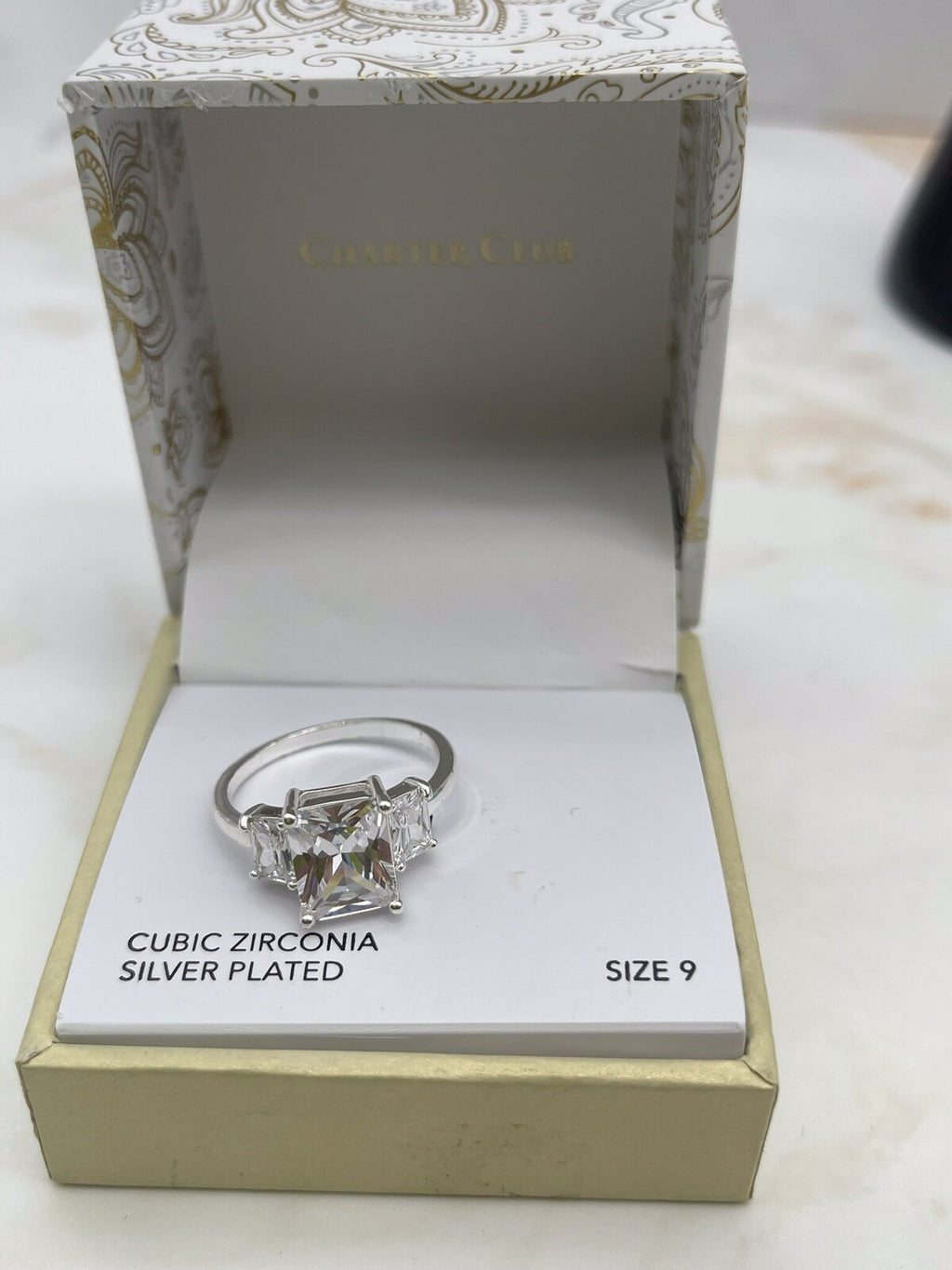Character Club Cubic Zirconia Silver Plated Women’s Ring Size 9-