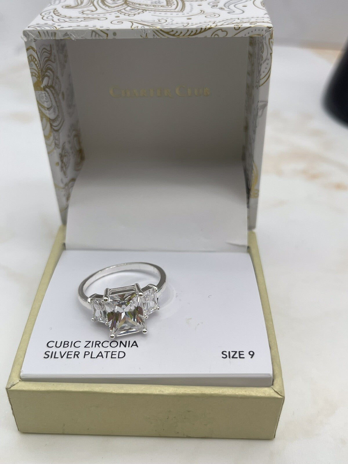 Character Club Cubic Zirconia Silver Plated Women’s Ring Size 9-