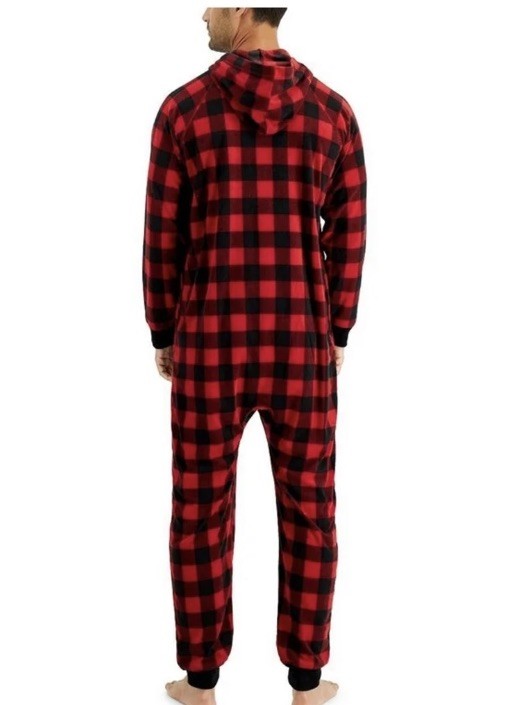 Family Pajamas Matching Men's 1-Pc. Red Check Printed Family Pajamas Red Buff XL
