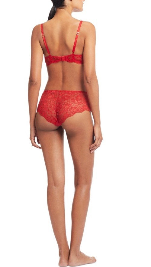Lauren Ralph Lauren Women's Unlined Lace Full Coverage Bra Ruby Red 34DD