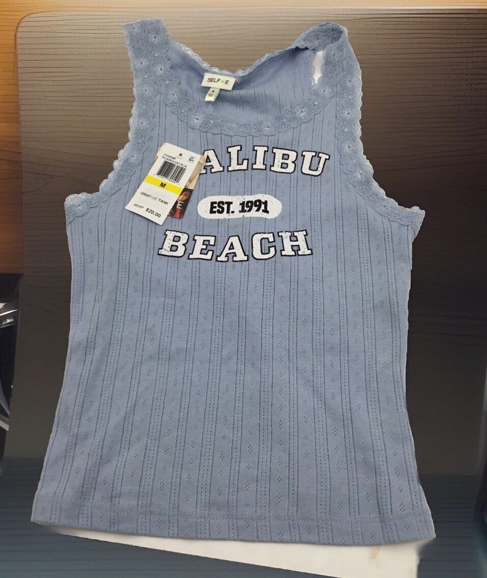 Self Esteem Juniors' Malibu Beach Scoop-Neck Tank - Kentucky Blue Size M