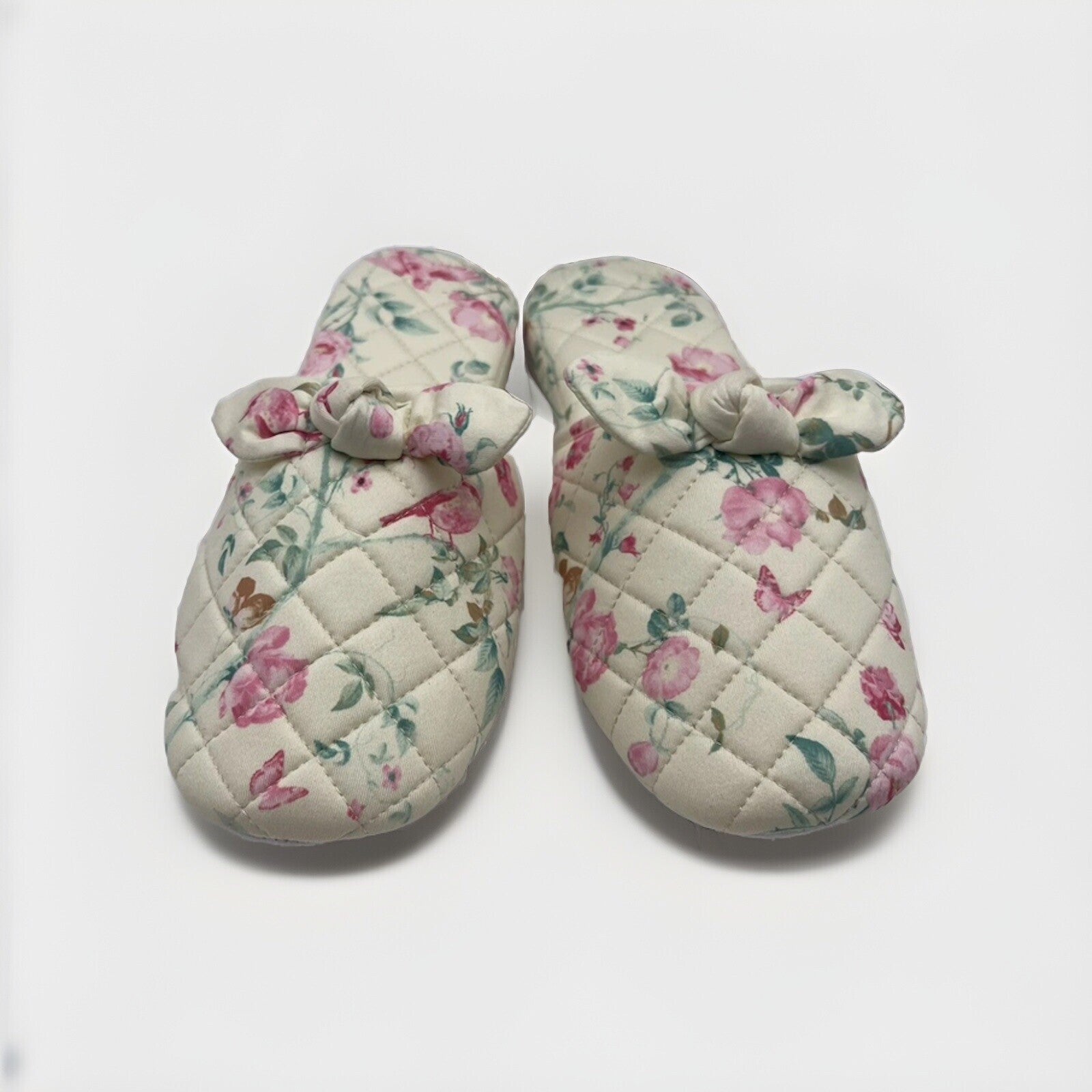 Charter Club Memory Foam Women’s Slippers M 7-8 Yellow With Flowers 