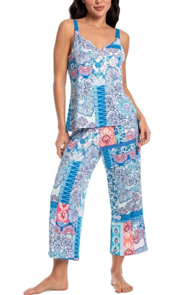 Linea Donatella Women's 2-Pc. Cropped Pajamas Set - Blue Small /