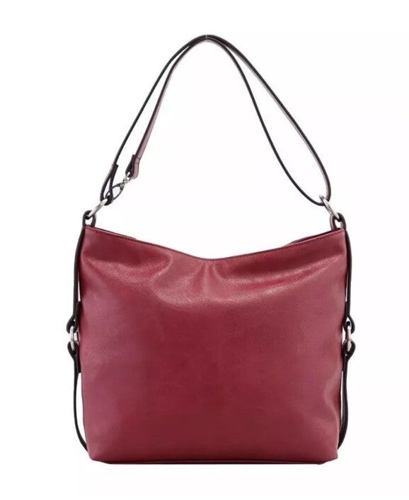 INC INT. CONCEPTS Riverton faux-leather medium hobo shoulder bag - DARK CHERRY