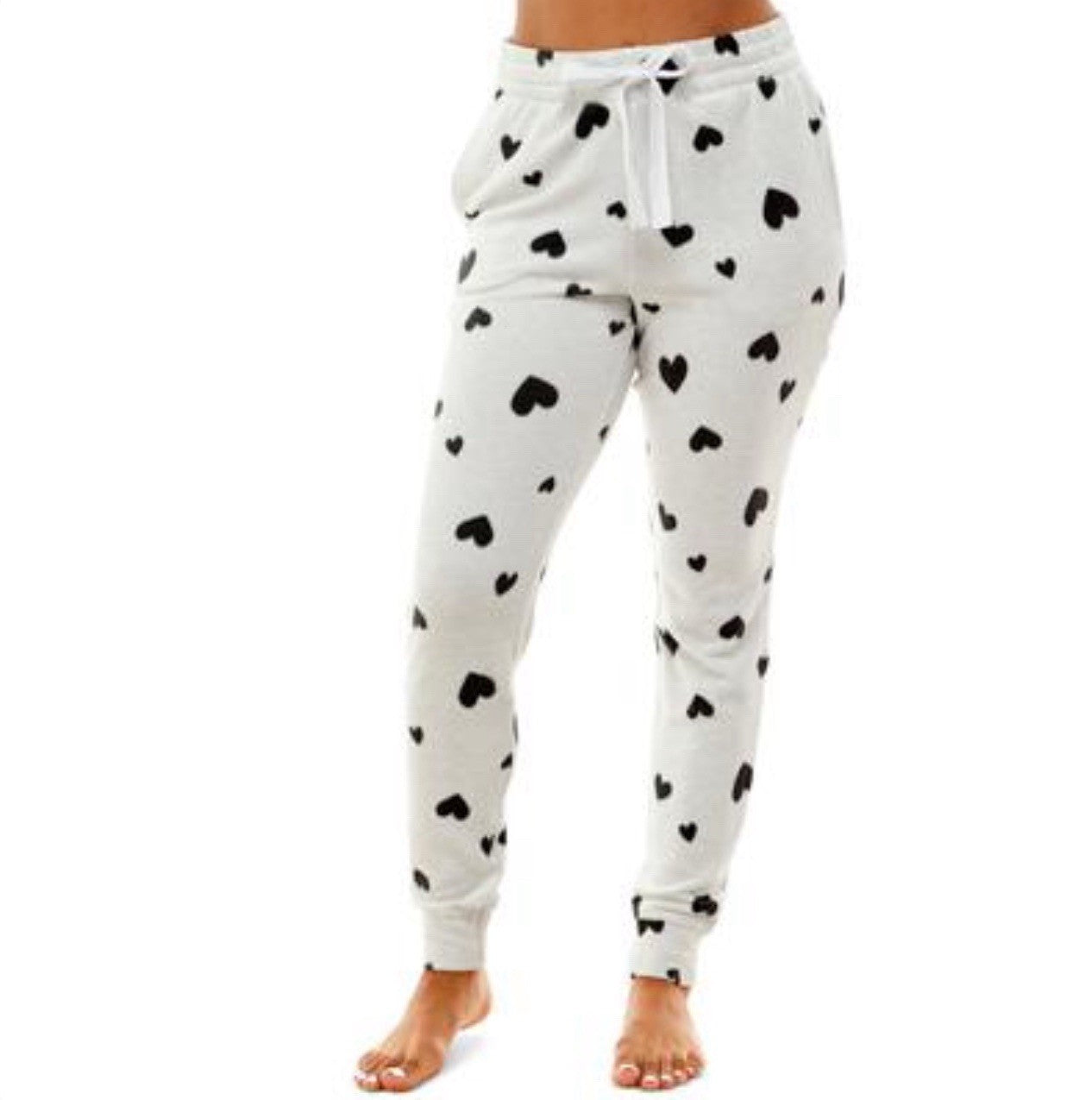 Jaclyn Intimates Fuzzy Luxe Jogger matilda hearts white Size L